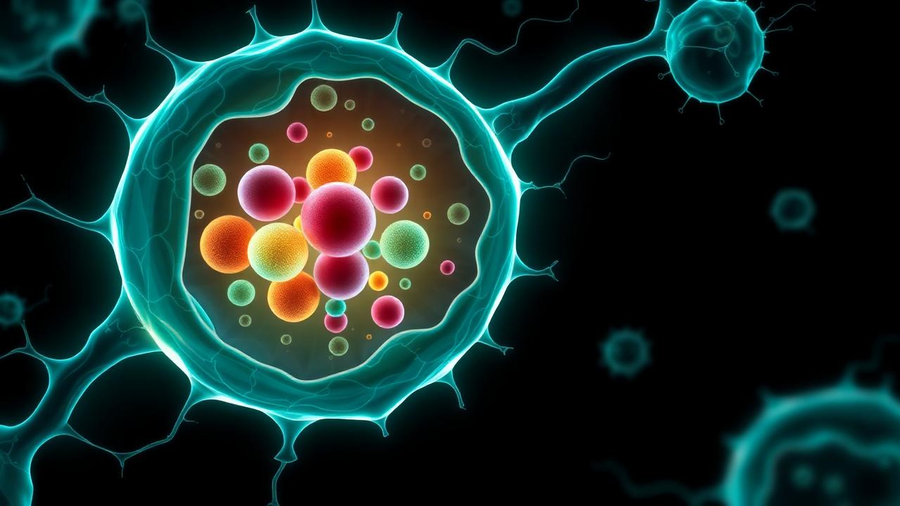Illustration of autophagy inside a human cell