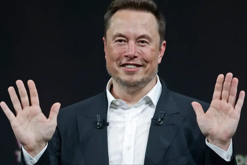 X's Elon Musk waving his hands